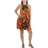Cece Womens Tiered Rayon Halter Dress In Orange