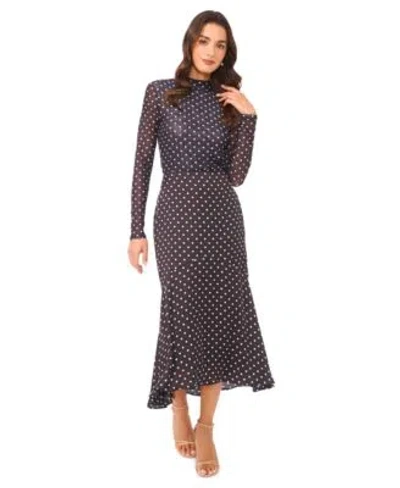 Cece Womens Turtleneck Top Flouncy Midi Skirt In Blue