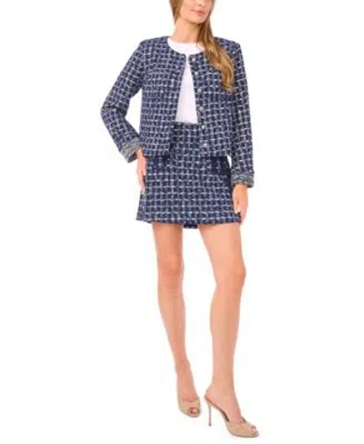 Cece Womens Tweed Jacket Mini Skirt In Blue