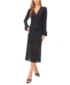 Cece Womens V Neck Cardigan Top Midi Skirt In Black