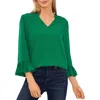 Cece Split Neck Blouse In Multi