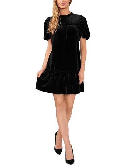Cece Womens Velour Shift Dress In Black