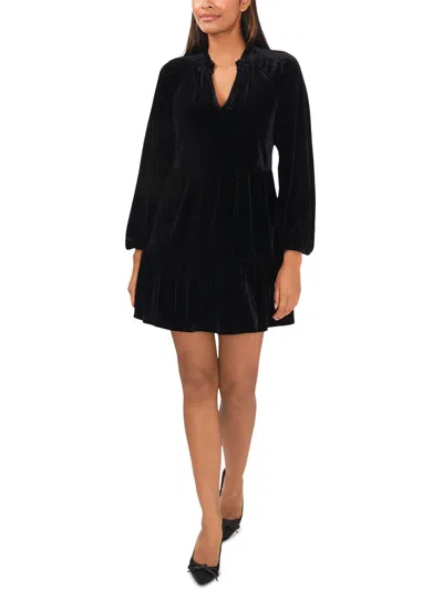 Cece Womens Velvet Mini Babydoll Dress In Black