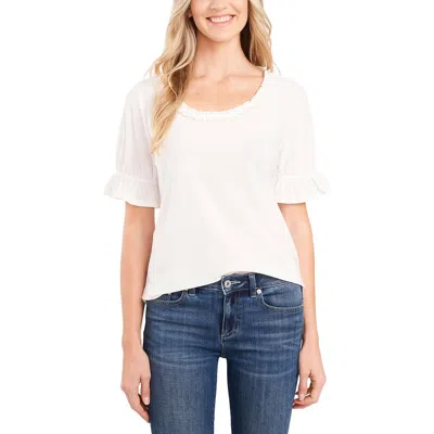 Cece Womens Wide Neck Ruffled Sleeves Blouse In Beige