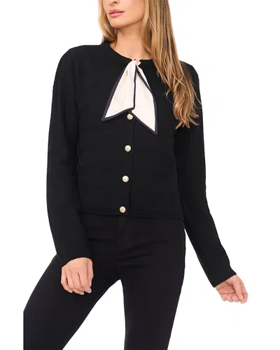 Cece Woven Tie Scarf Cardigan In Black