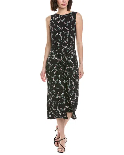 Cece Wrap Front Midi Dress In Black