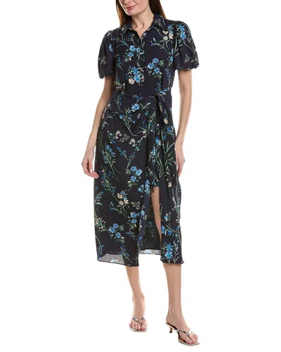 Cece Wrap Midi Shirtdress In Black