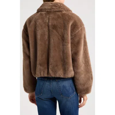 Cece Zip Front Faux Fur Blouson Jacket In Brown