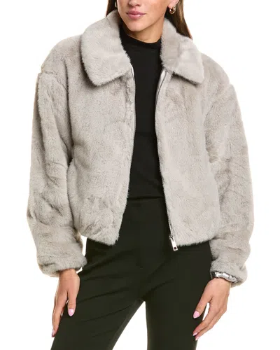 Cece Zip Front Short Blouson Jacket In Brown