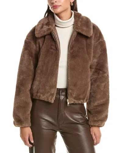 Cece Zip Front Short Blouson Jacket In Brown