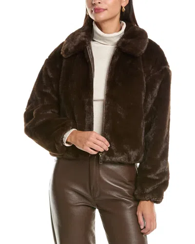 Cece Zip Front Short Blouson Jacket In Brown