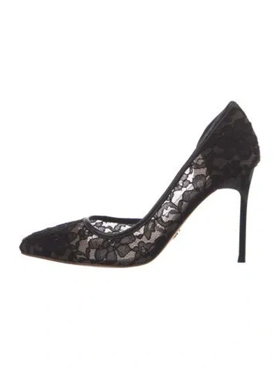 Pre-owned Cecelia Lace Lace Pattern D'orsay Pumps In Black