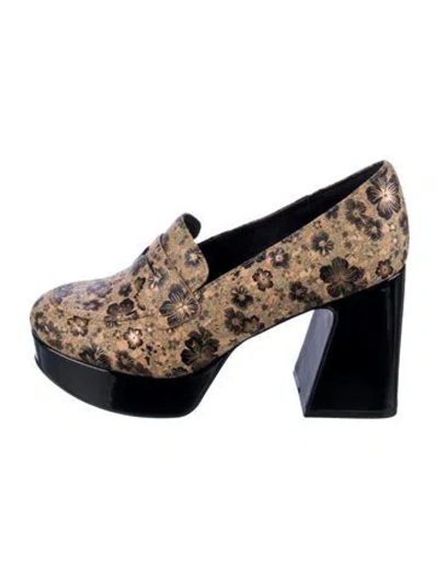 Pre-owned Cecelia Leather Floral Print Pumps