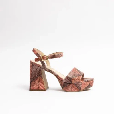 Cecelia New York Bernice Snake Embossed Platform Sandal In Red Autumn Snake