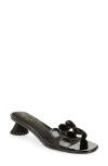 Cecelia New York Bunny Slide Sandal In Black Patent