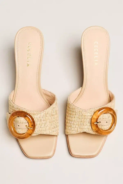 Cecelia New York Checker Raffia Heels In Neutral