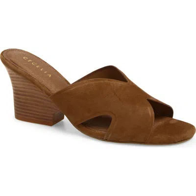 Cecelia New York Faye Wedge Slide Sandal In Brown