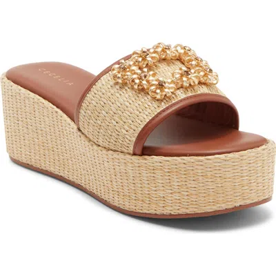 Cecelia New York Generous Platform Wedge Sandal In Brown
