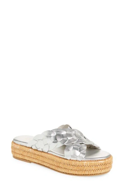 Cecelia New York Gester Platform Slide Sandal In Silver