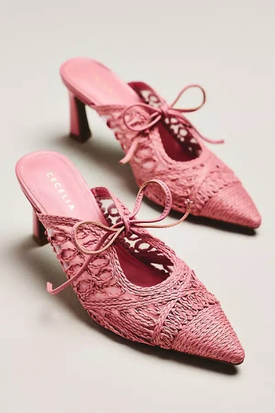 Cecelia New York Glen Lace-up Heels In Pink