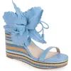 Cecelia New York Lily Platform Wedge Sandal In Blue Multi