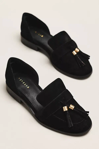 Cecelia New York Linear Tassel Loafers In Black