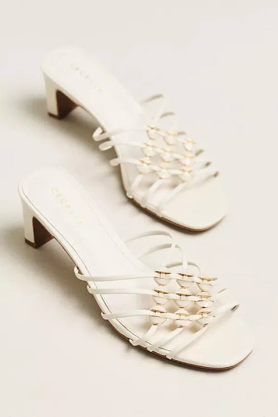 Cecelia New York Pearl Strappy Heeled Sandals In White
