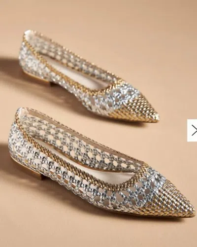 Cecelia New York Women's Brie Woven Flat Shoes In Sliver/gold