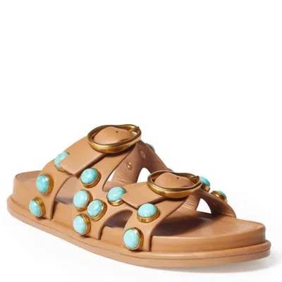 Cecelia New York Women's Enamel Studded Slides In Tan In Brown