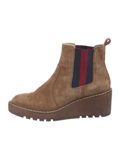 Pre-owned Cecelia Suede Chelsea Boots In Brown