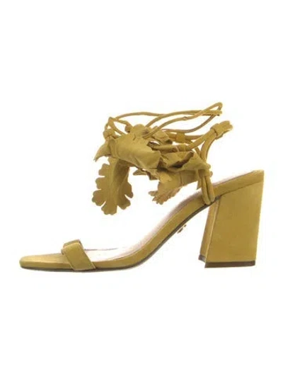 Pre-owned Cecelia Suede Sandals In Yellow