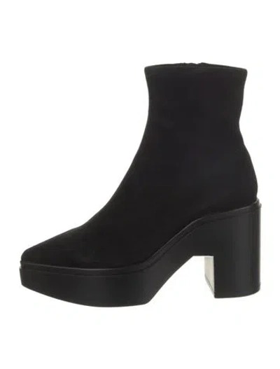 Pre-owned Cecelia Suede Sock Boots In Black