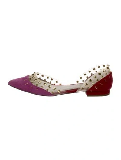 Pre-owned Cecelia Suede Studded Accents D'orsay Flats In Purple