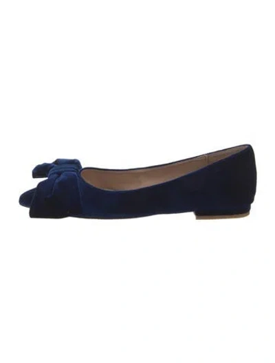 Pre-owned Cecelia Velvet Flats In Blue