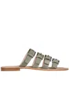 Cécile Suede Slides In Olive Green