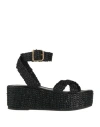 Cécile Cecile Woman Sandals Black Size 6 Textile Fibers