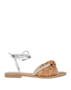 Cécile Woman Sandals Camel Size 8 Textile Fibers In Beige