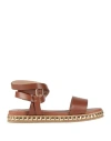 Cécile Cecile Woman Sandals Tan Size 6 Cowhide In Brown