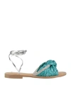 Cécile Woman Sandals Turquoise Size 8 Textile Fibers In Blue