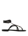 Cécile Woman Thong Sandal Black Size 7 Soft Leather In Black