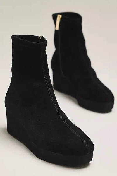 Cecilia New York Gate Platform Wedge Ankle Boots In Black