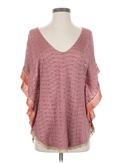 Pre-owned Cecilia Prado 3/4 Sleeve Top Burgundy V-neck Tops