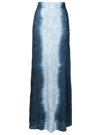 Cecilia Prado Bleached-effect Pointelle Maxi Skirt In Blue