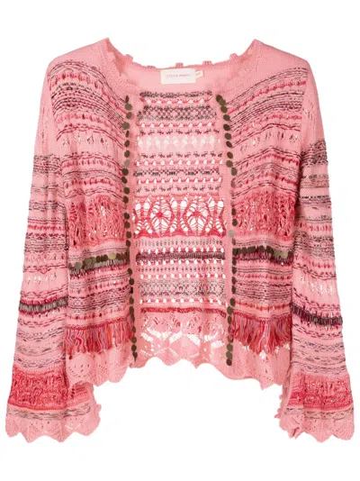 Cecilia Prado Gina Embellished Knitted Cardigan In Pink