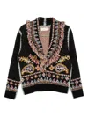 Cecilia Prado Isadora Fringed Patterned Cardigan In Black