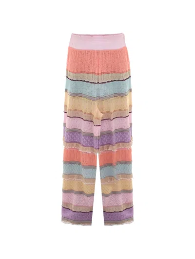 Cecilia Prado Striped Pointelle-knit Trousers In Multi