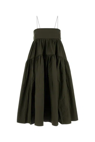 Cecilie Bahnsen Abito In Popeline Verde Bottiglia Donna In Green