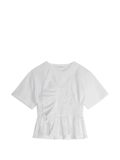 Cecilie Bahnsen Ace Ruched Peplum T-shirt In White