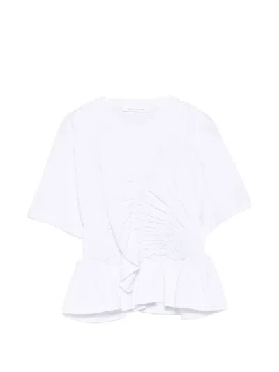 Cecilie Bahnsen Ace Ruched Peplum T-shirt In White