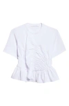 Cecilie Bahnsen Ace Smocked Jersey Peplum T-shirt In White